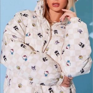 Forever 21 x Hello Kitty Checkered Puffer Jacket NWT Womans Coat